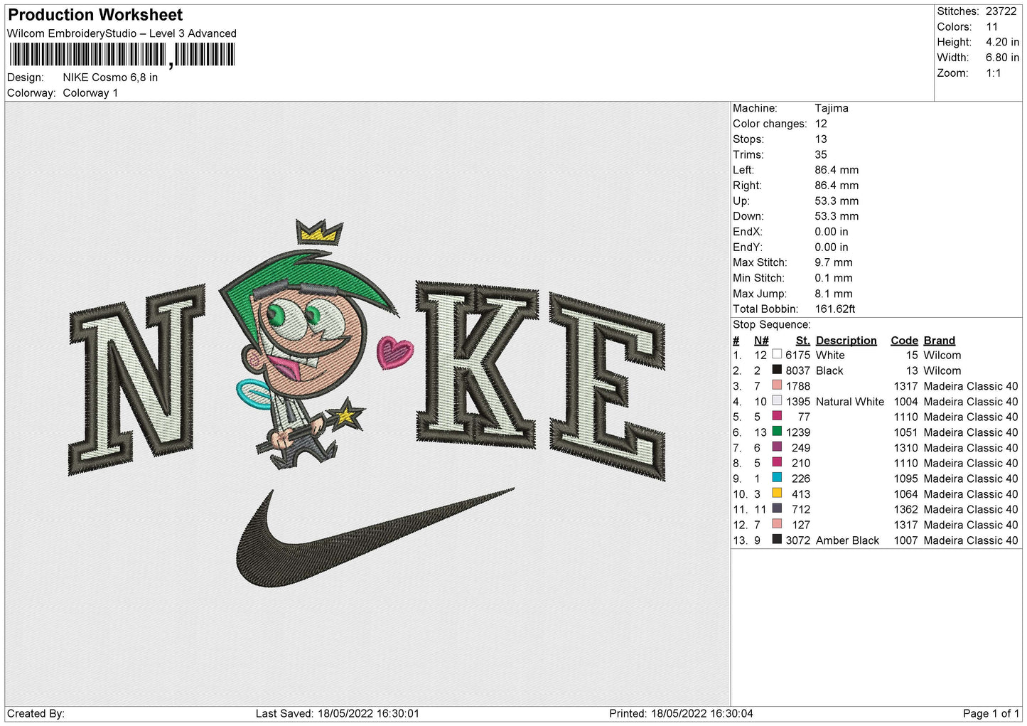 Nike Cosmo Embroidery File 4 size