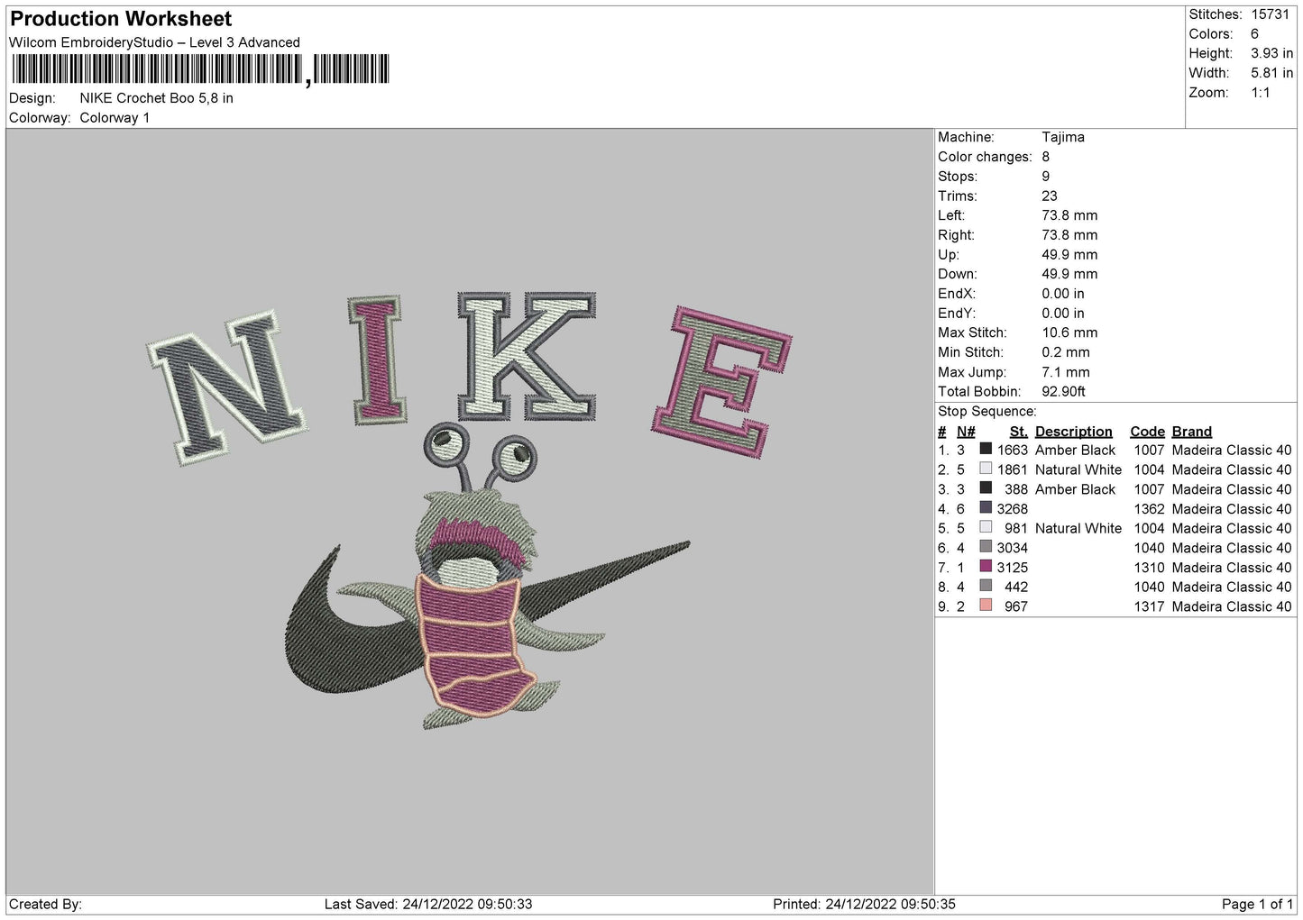 Nike Crochet Embroidery File 6 sizes