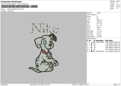 Nike Dalmation V2 Embroidery File 6 sizes
