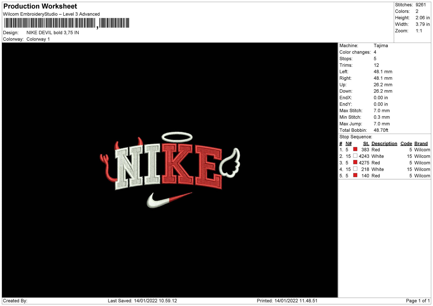 Nike Devil Bold Embroidery File 7 Size