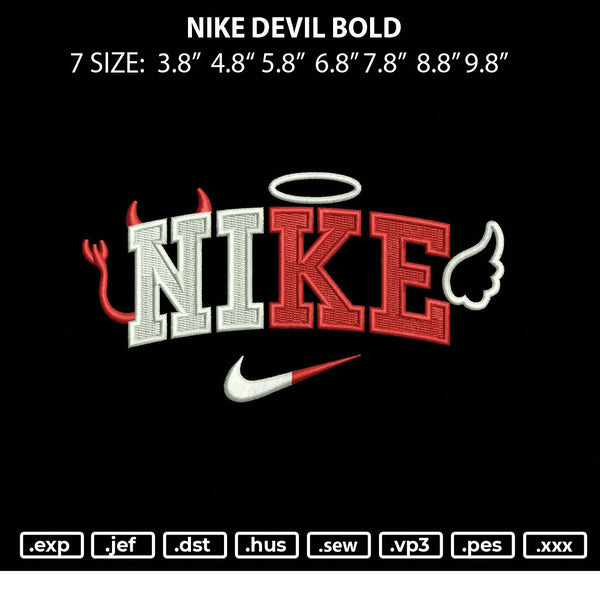 Nike Devil Bold Embroidery File 7 Size