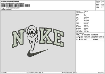 Nike Dog 0212b Embroidery File 6 sizes