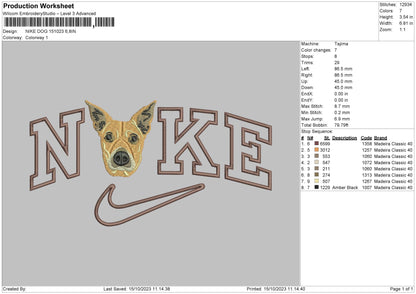 Nike Dog 1510 Embroidery File 6 Sizes