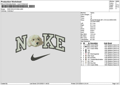 Nike Dog 2212a Embroidery FIle 6 sizes
