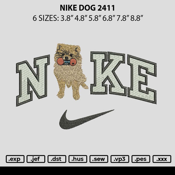 Nike Dog 2411 Embroidery File 6 sizes