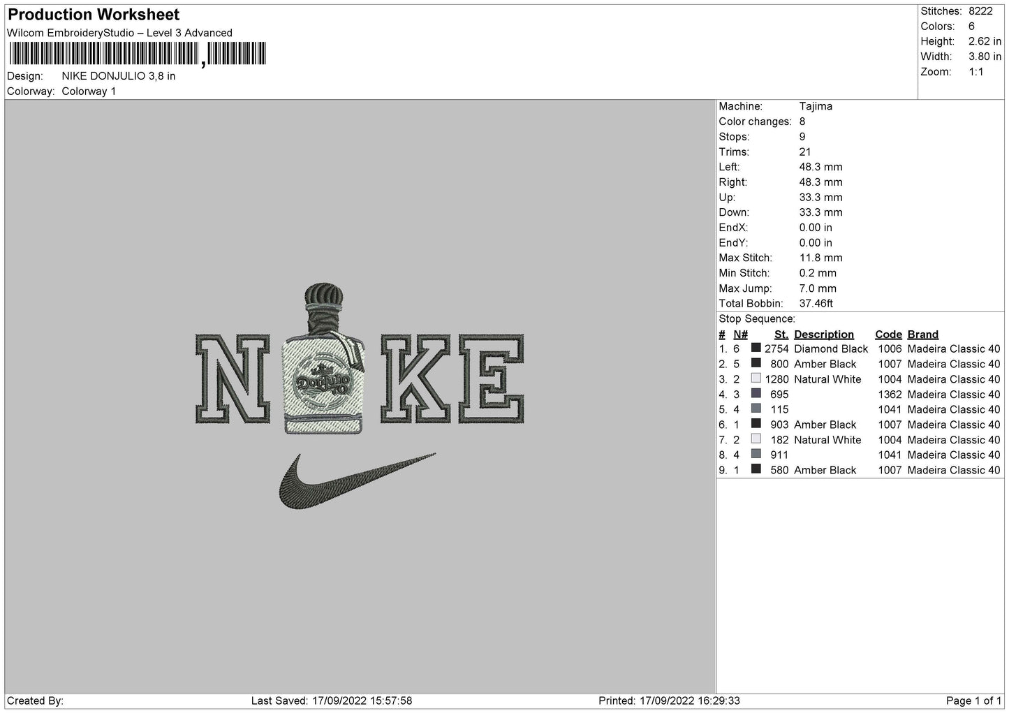 Nike Don Julio Embroidery File 5 sizes