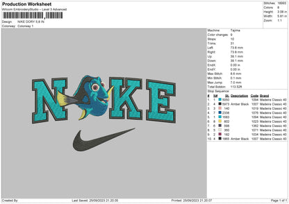 Nike Dory Embroidery File 6 sizes