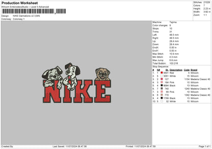 Nike Dogs 1107 Embroidery File 6 sizes