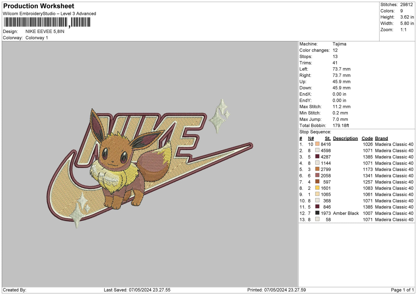 Nike Evee Embroidery File 6 sizes
