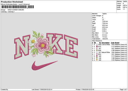 Nike Flower V26 Embroidery File 6 sizes