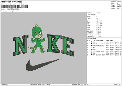 Nike Gekko Embroidery File 6 sizes
