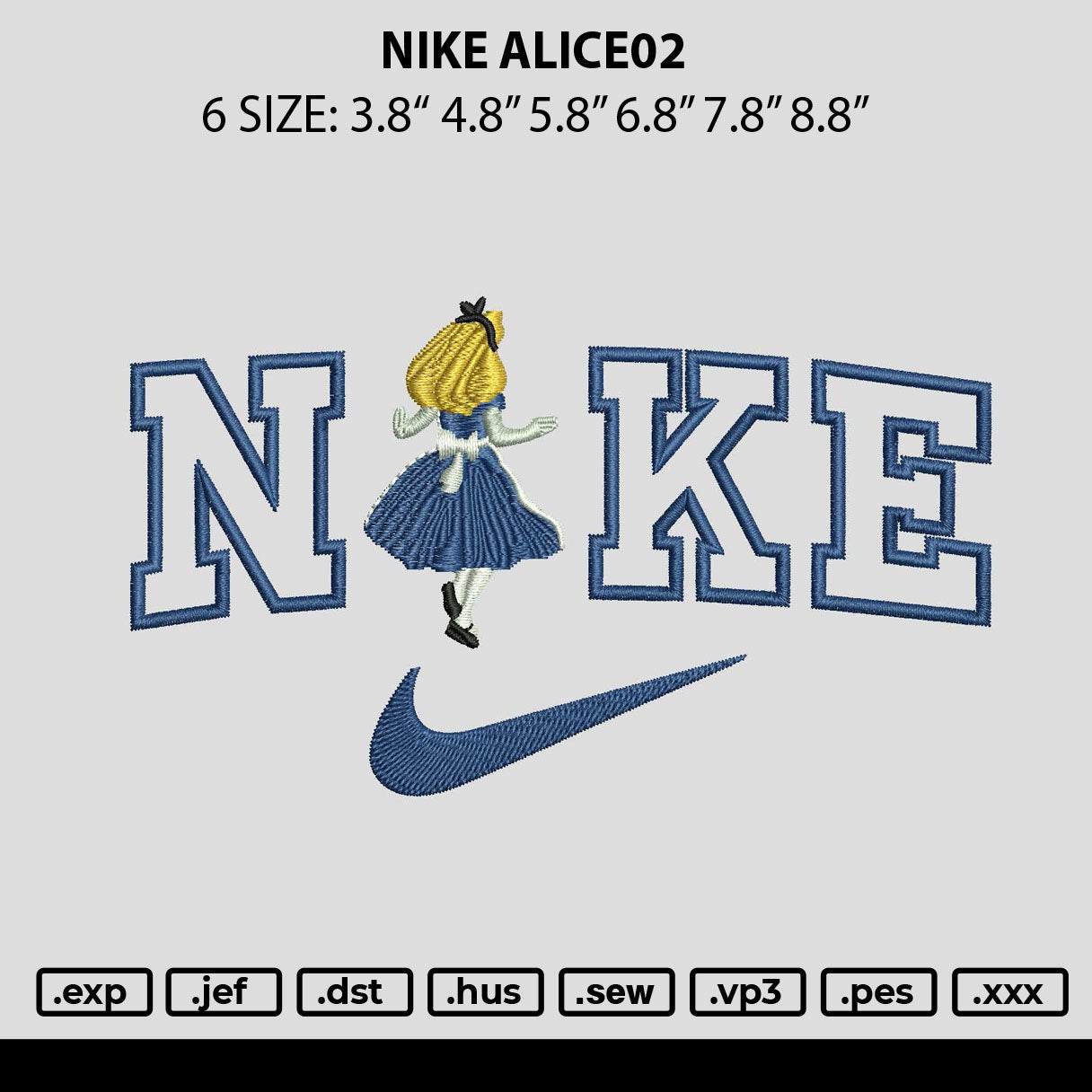 Nike Alice02 Embroidery File 6 sizes