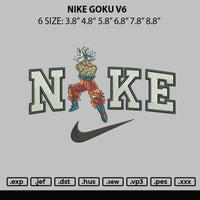Nike Goku V6 Embroidery File 6 sizes