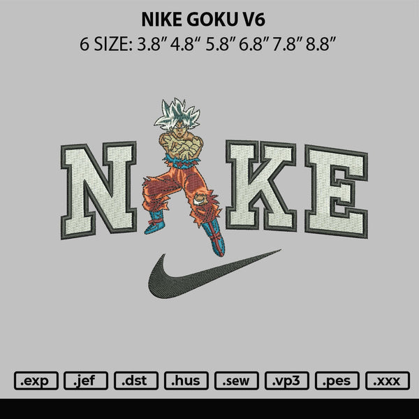 Nike Goku V6 Embroidery File 6 sizes