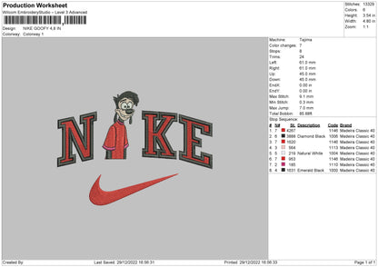 Nike Goofy Embroidery File 6 sizes