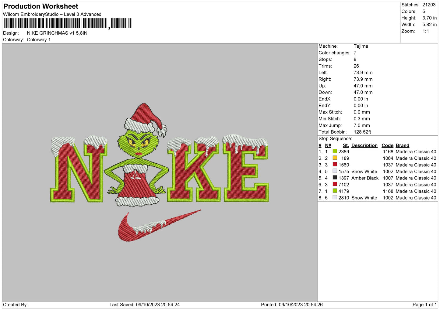 Nike Grinchmas V1 Embroidery File 6 sizes