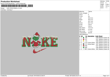 Nike Grinchmas V2 Embroidery File 6 sizes