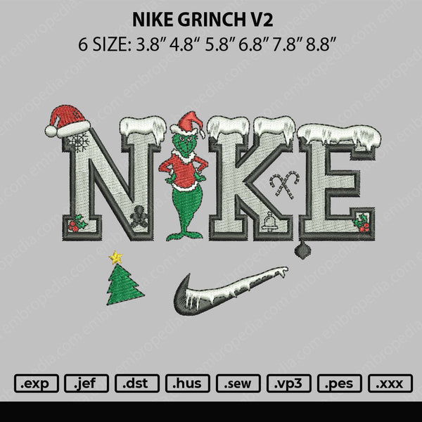 Nike Grinch V2 Embroidery File 6 sizes