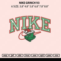 Nike Grinch V3 Embroidery File 6 sizes