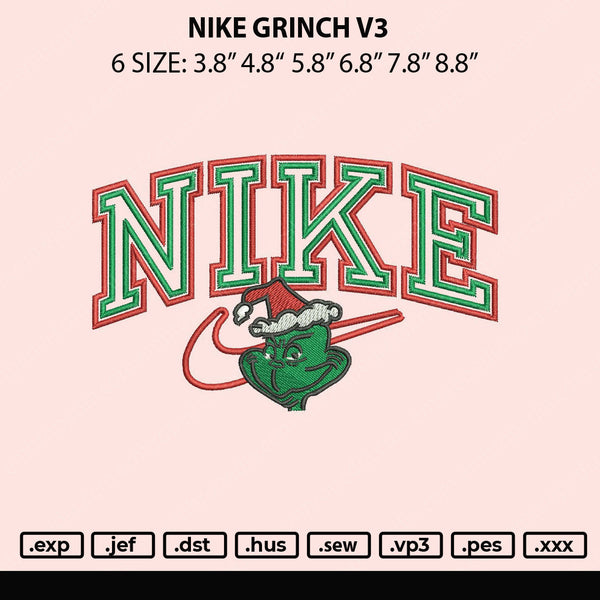 Nike Grinch V3 Embroidery File 6 sizes