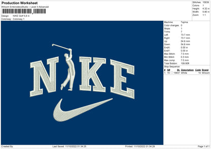 Nike Golf Embroidery File 5 sizes