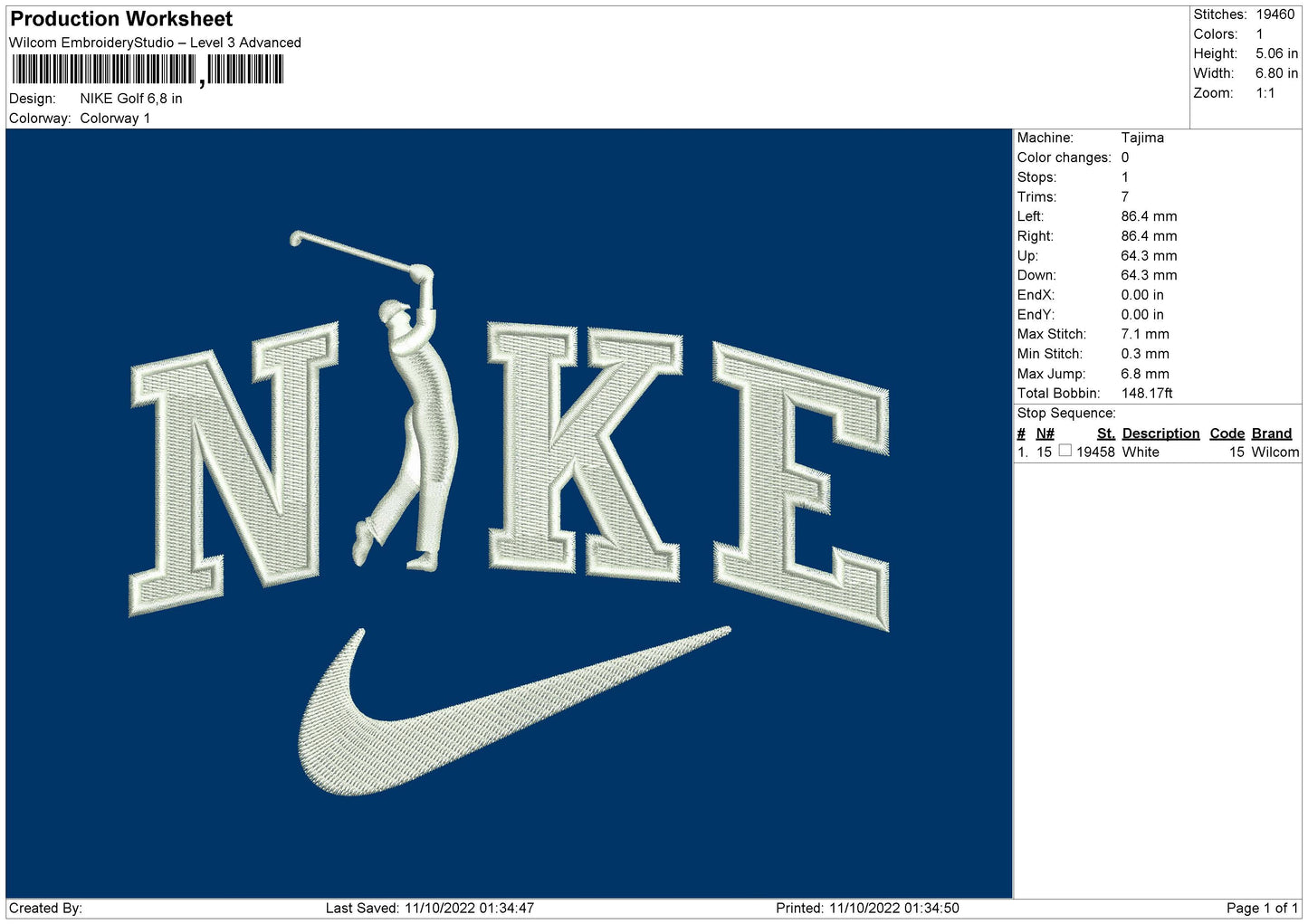 Nike Golf Embroidery File 5 sizes
