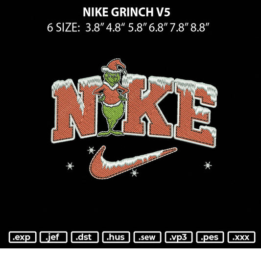 Nike Grinch V5 Embroidery File 6 sizes