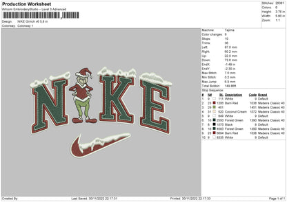 Nike Grinch V6 Embroidery File 6 sizes