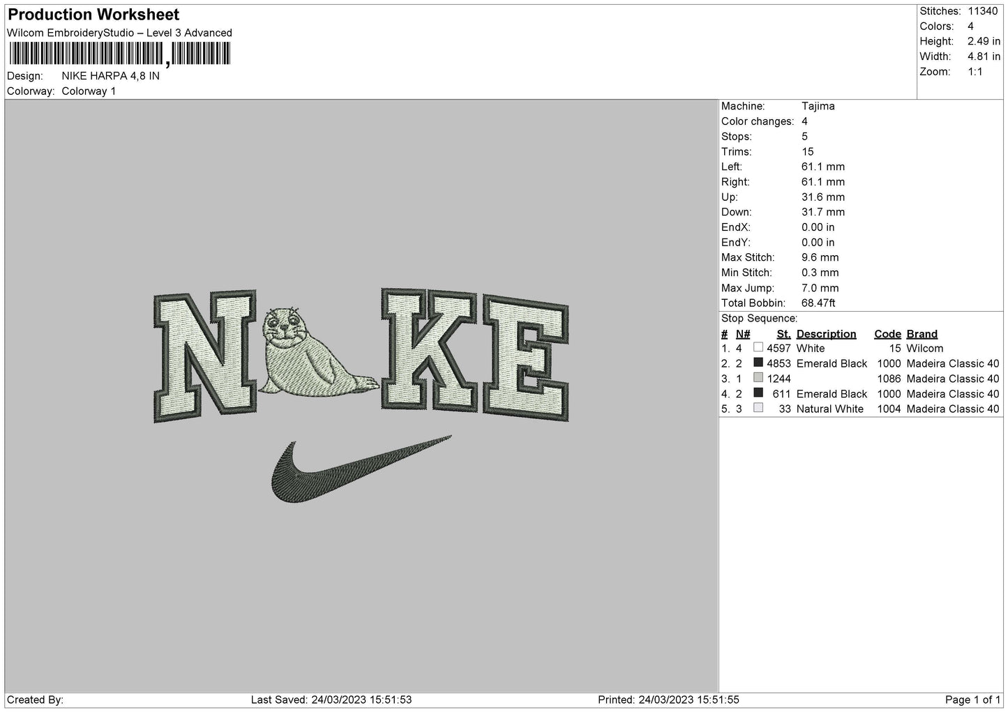 Nike Harpa Embroidery File 6 sizes