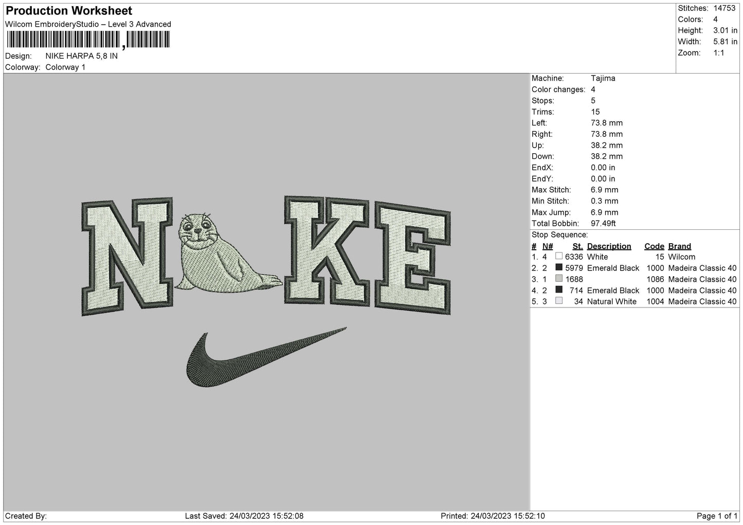 Nike Harpa Embroidery File 6 sizes
