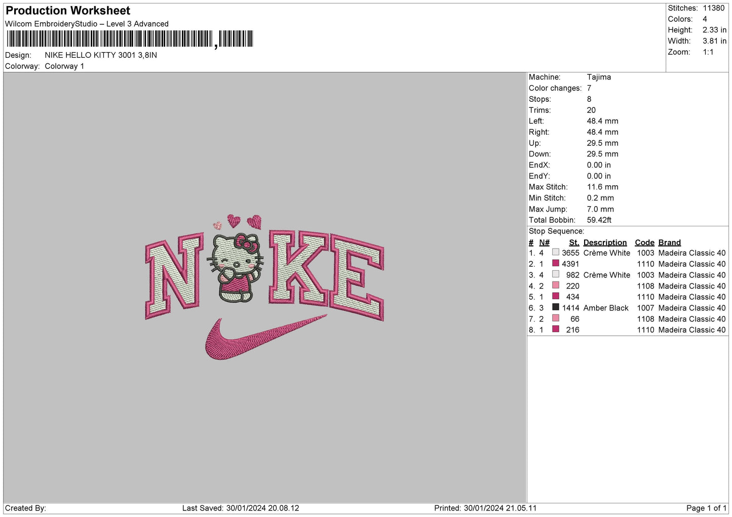 Nike Hk Pink Embroidery File 6 sizes