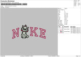 Nike Pink Kitty Embroidery File 4 size