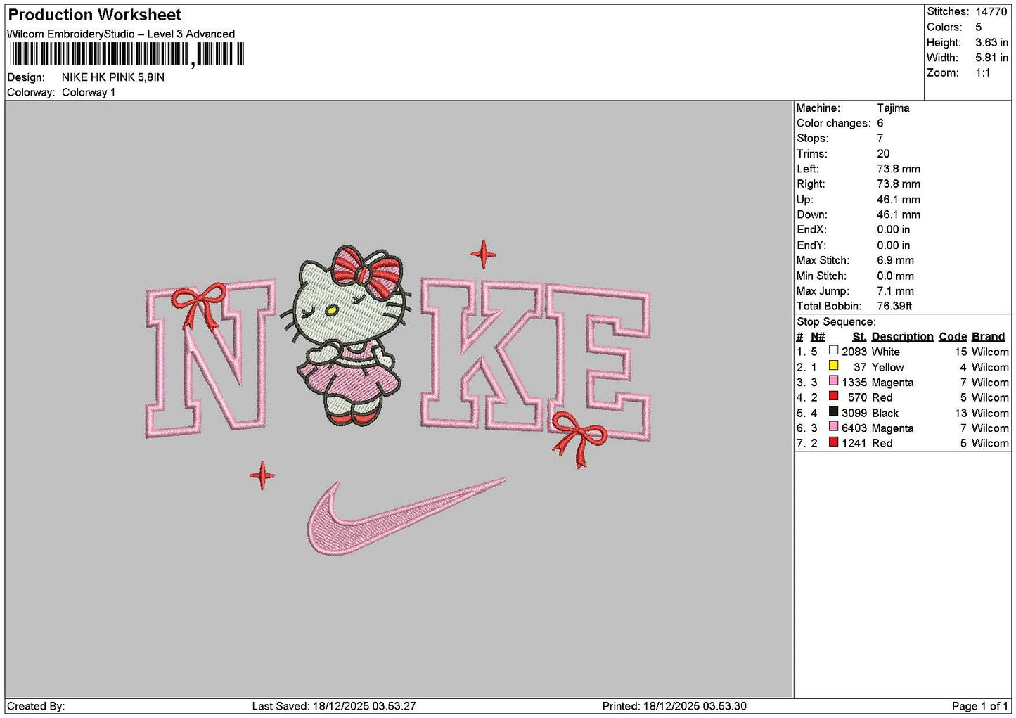 Nike Hk Pink 001 Embroidery File 6 sizes