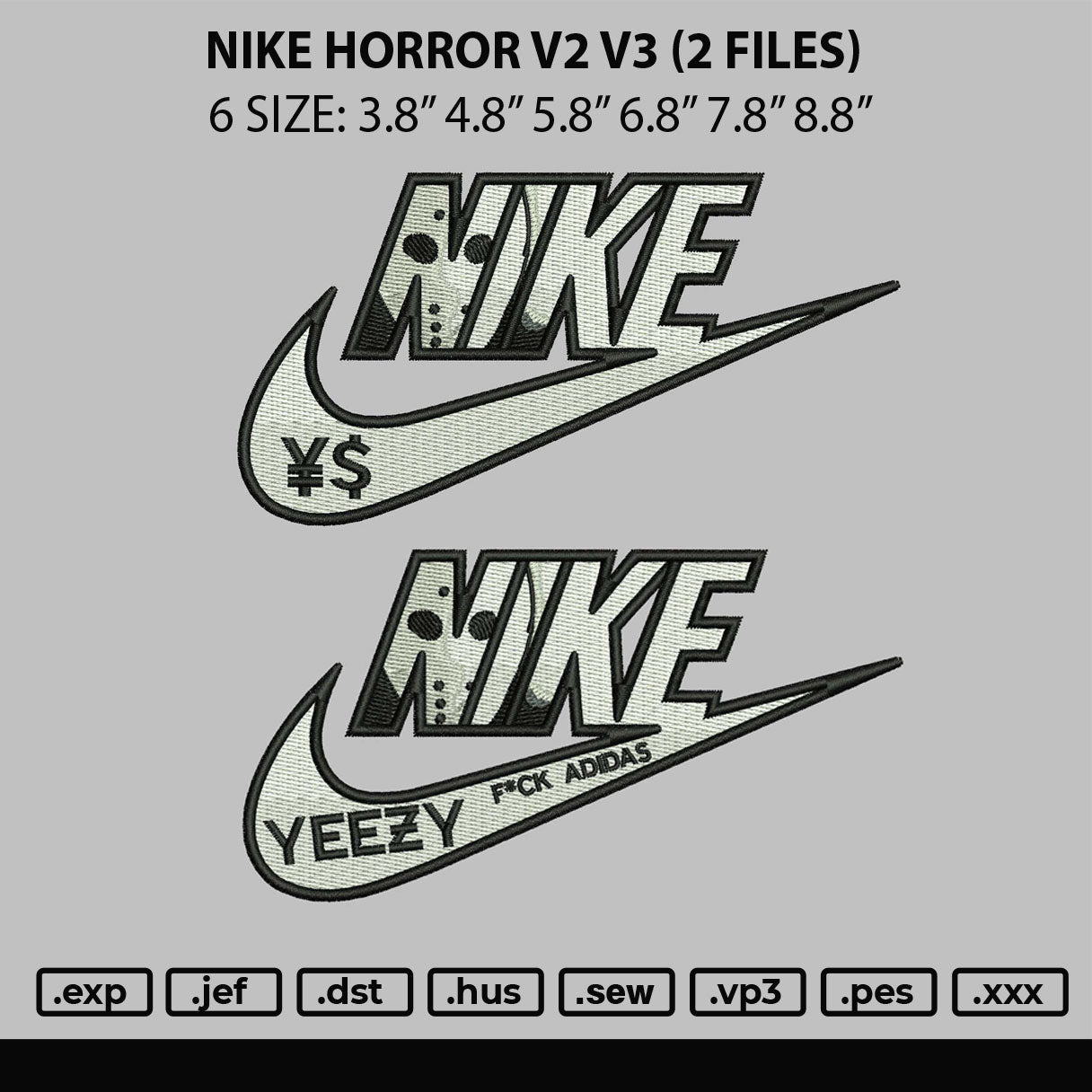 Nike Horror V2 V3 Embroidery 2 Files