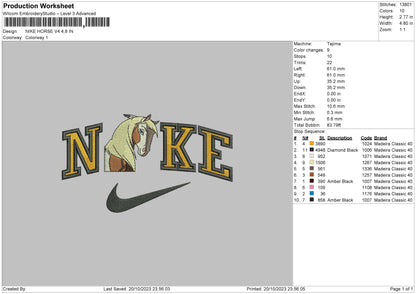 Nike Horse v4 Embroiery File 6 sizes