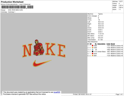 Nike Iron Man Embroidery File 4 size