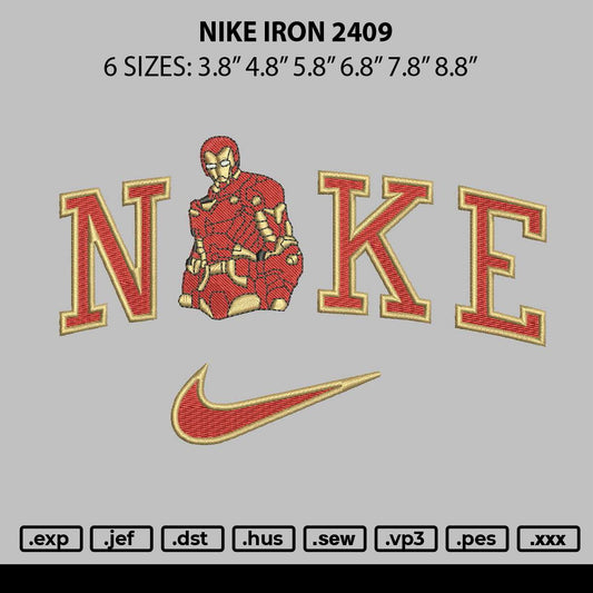 Nike Iron 2409 Embroidery File 6 sizes