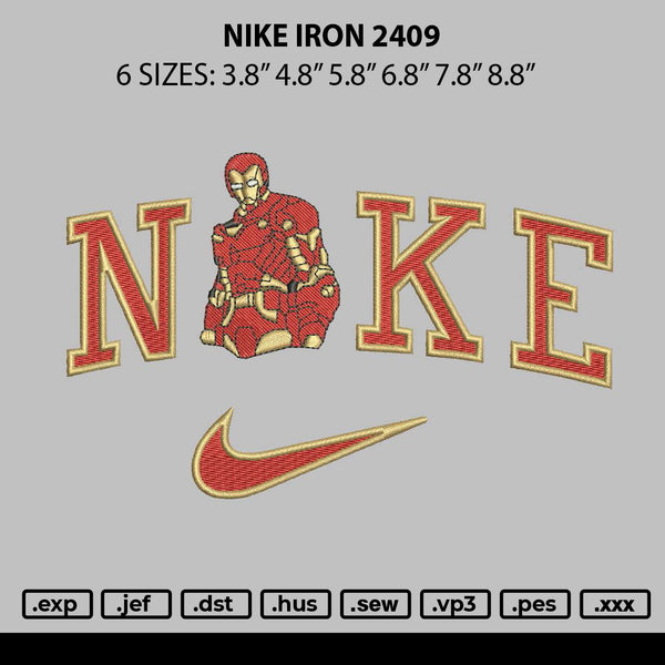 Nike Iron 2409 Embroidery File 6 sizes