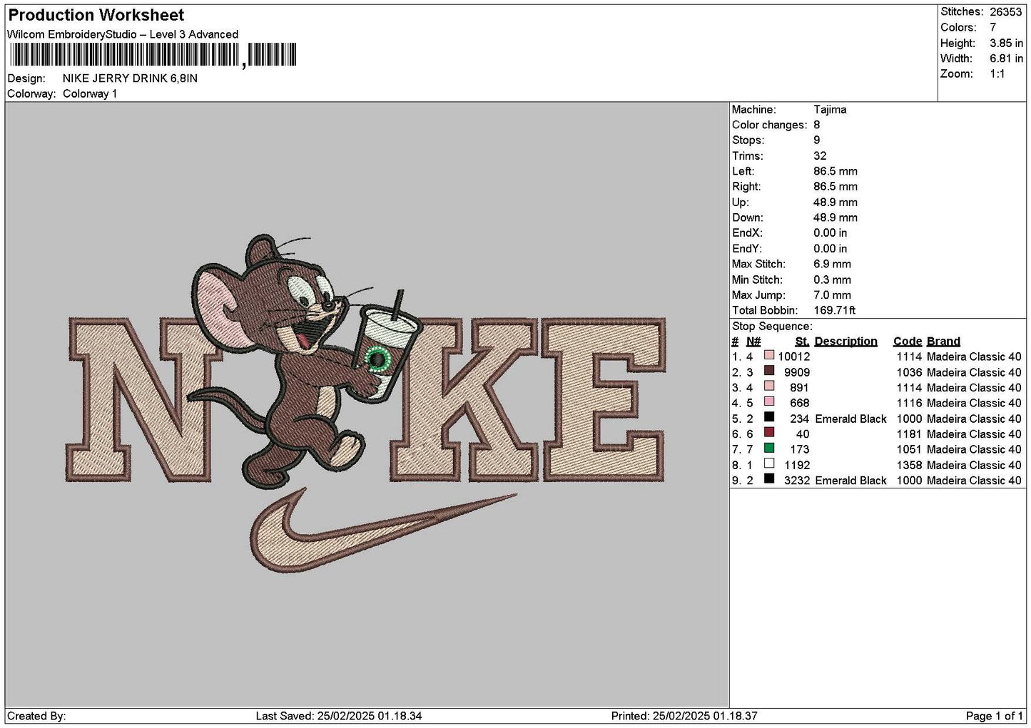 Nike Jerry2502 Embroidery File 6 sizes