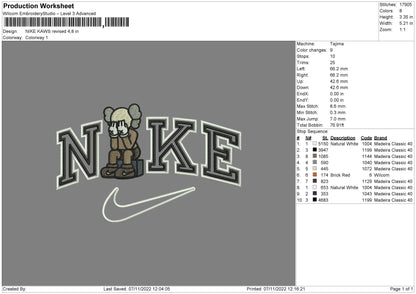 Nike Kaws Line Embroidery File 6 sizes