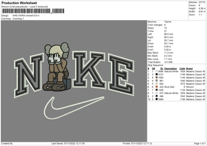 Nike Kaws Line Embroidery File 6 sizes