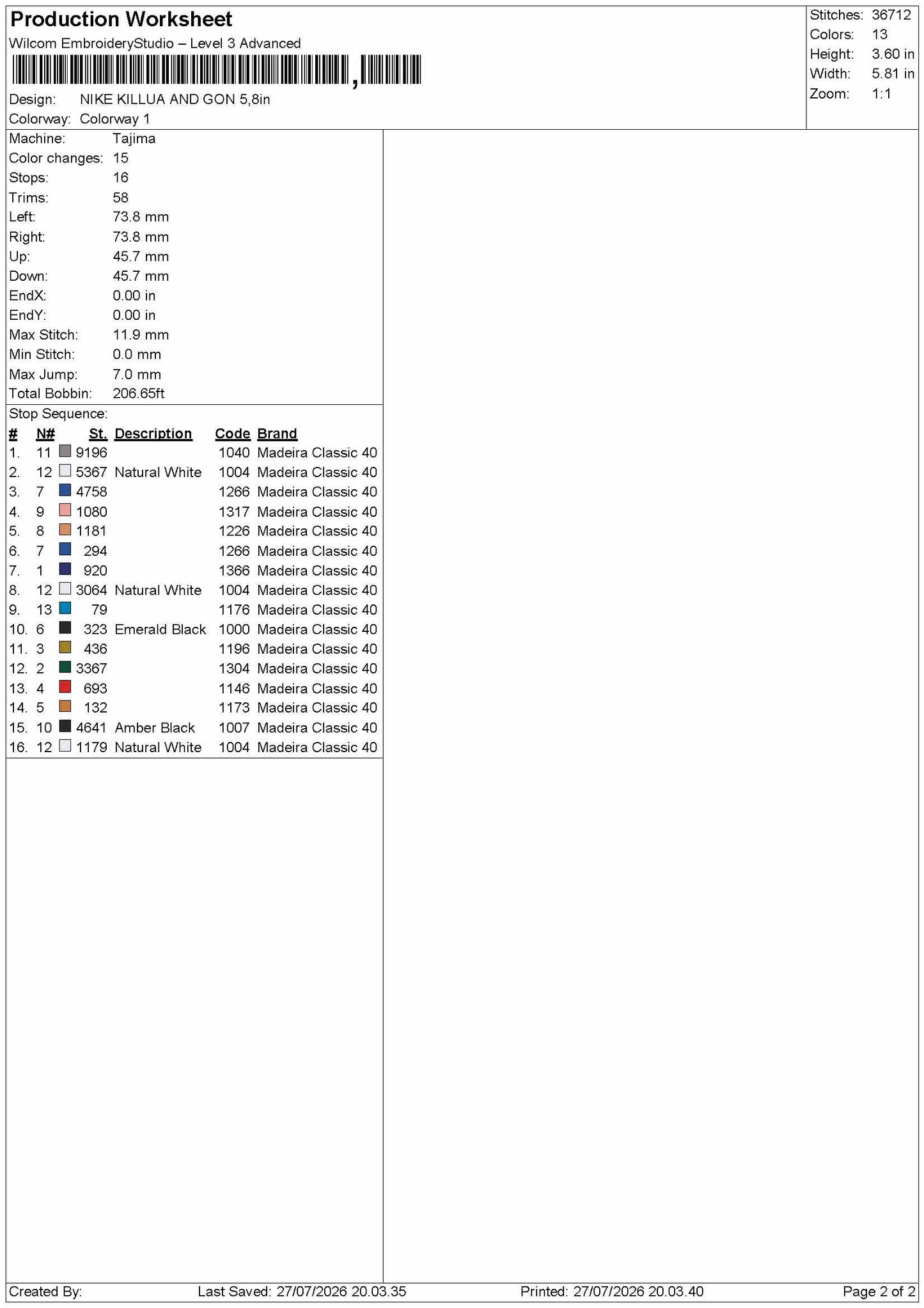 Nike Killua 2707 Embroidery Machine Design File 6 sizes