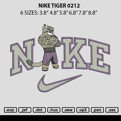Nike Tiger 0212 Embroidery File 6 sizes