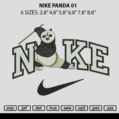 Nike Panda 01 Embroidery File 6 sizes
