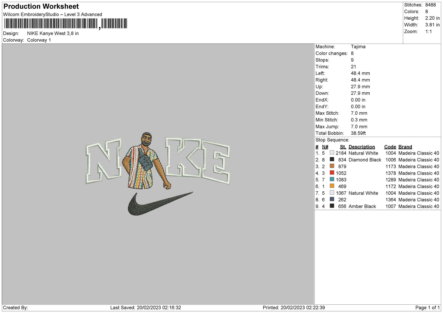 Nike Kanye W Embroidery File 6 sizes