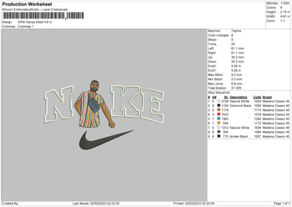 Nike Kanye W Embroidery File 6 sizes