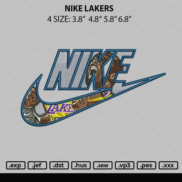 Nike Lakers Embroidery File 4 size
