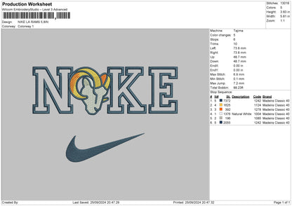 Nike Goat Head Embroidery File 6 sizes
