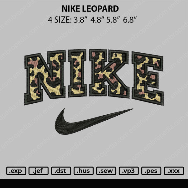 Nike Leopard Embroidery File 4 size