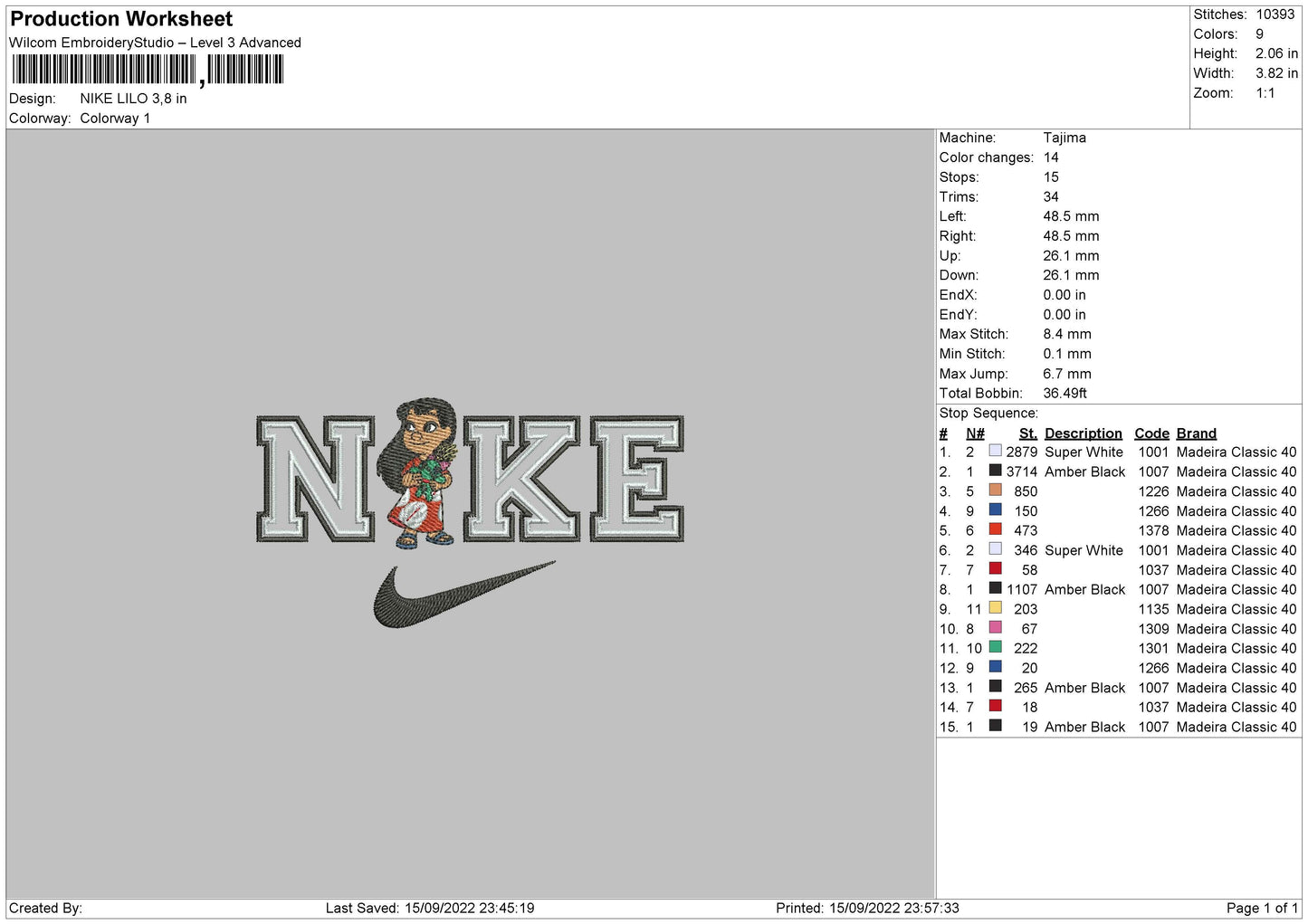Nike Lilo Embroidery File 5 sizes